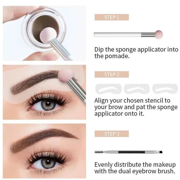 Brow Pomade Eyebrow Stamp Stencil Kit Dark Brown #2  AVP Cosmetics NIB - Picture 2 of 5